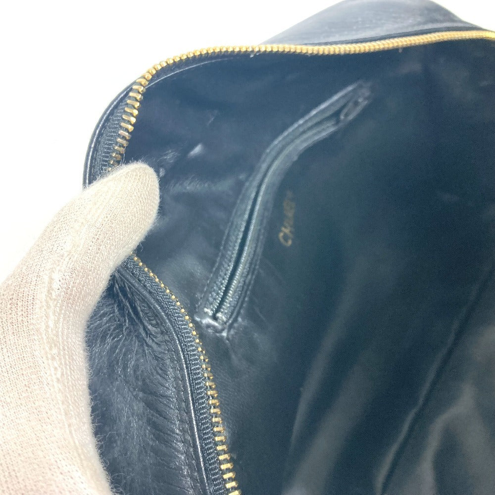 CHANEL Pouch leather black vintage Bicolole