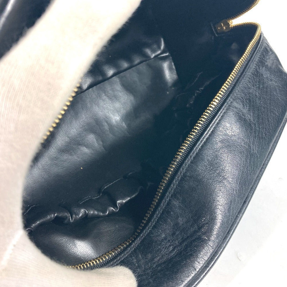 CHANEL Pouch leather black vintage Bicolole