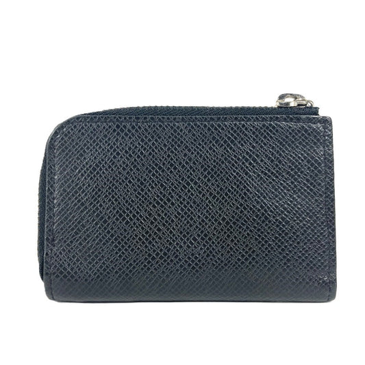 LOUIS VUITTON Coin case M63375 Taiga Leather black Taiga Portemonejour mens(Unisex) Used Authentic
