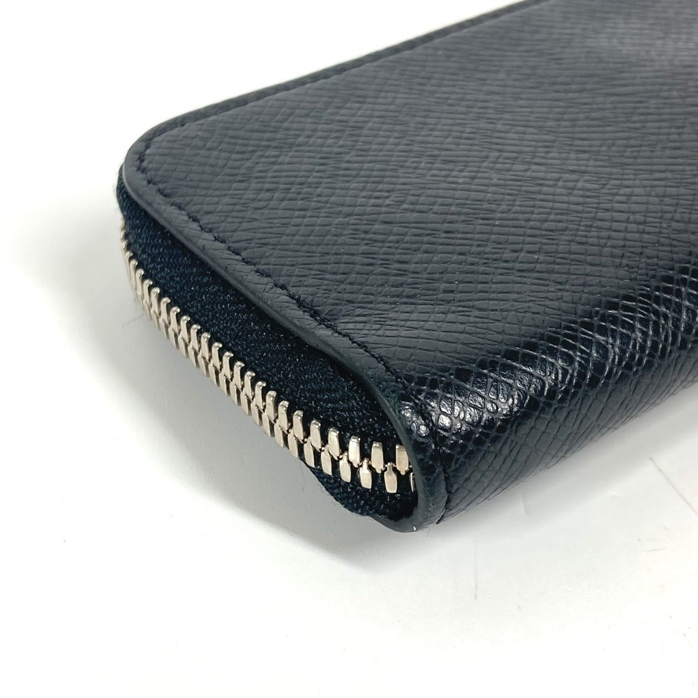 LOUIS VUITTON Coin case M63375 Taiga Leather black Taiga Portemonejour mens(Unisex) Used Authentic