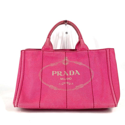 PRADA Tote Bag canvas pink Canapa logo Women Used Authentic