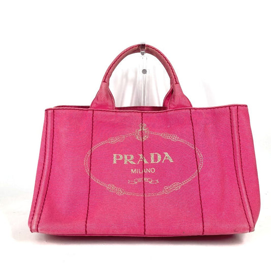PRADA Tote Bag canvas pink Canapa logo Women Used Authentic