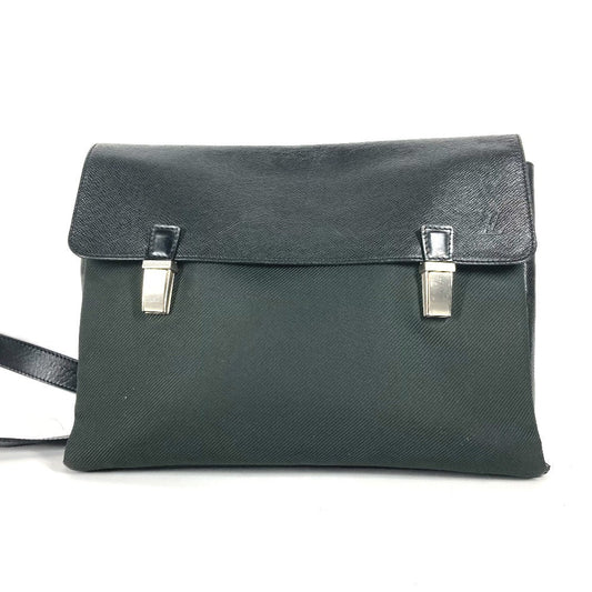 LOUIS VUITTON Shoulder Bag M30882 Nylon, Taiga Leather green Taiga Saratov GM Women Used Authentic