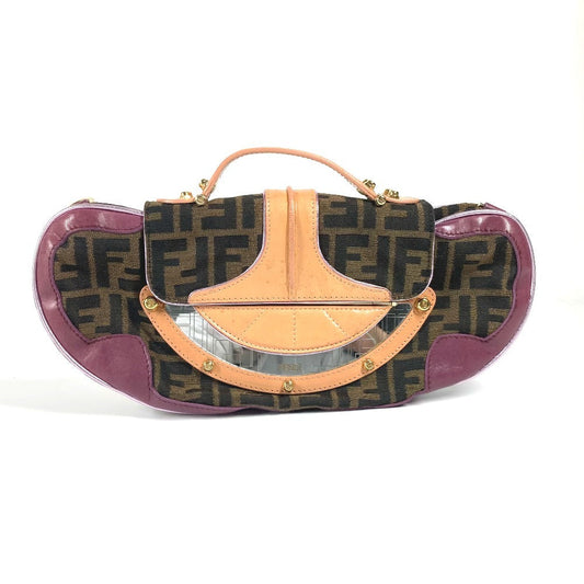 FENDI Handbag Canvas / leather Brown vintage Zucca logo