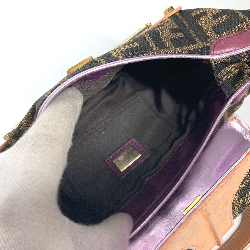 FENDI Handbag Canvas / leather Brown vintage Zucca logo