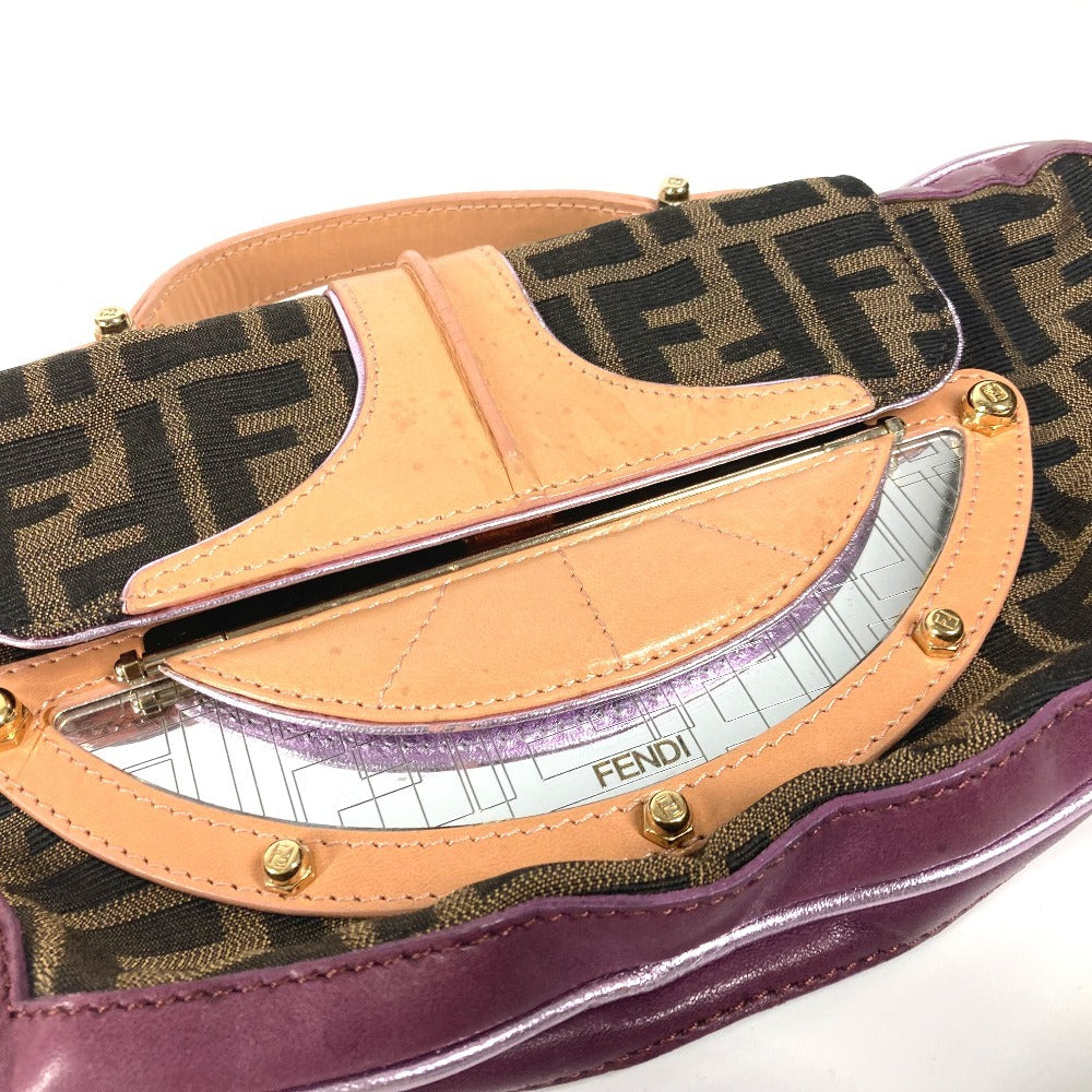 FENDI Handbag Canvas / leather Brown vintage Zucca logo