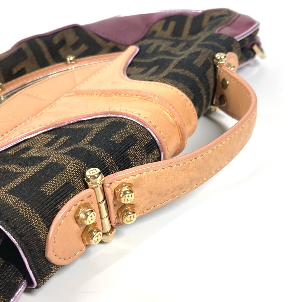 FENDI Handbag Canvas / leather Brown vintage Zucca logo