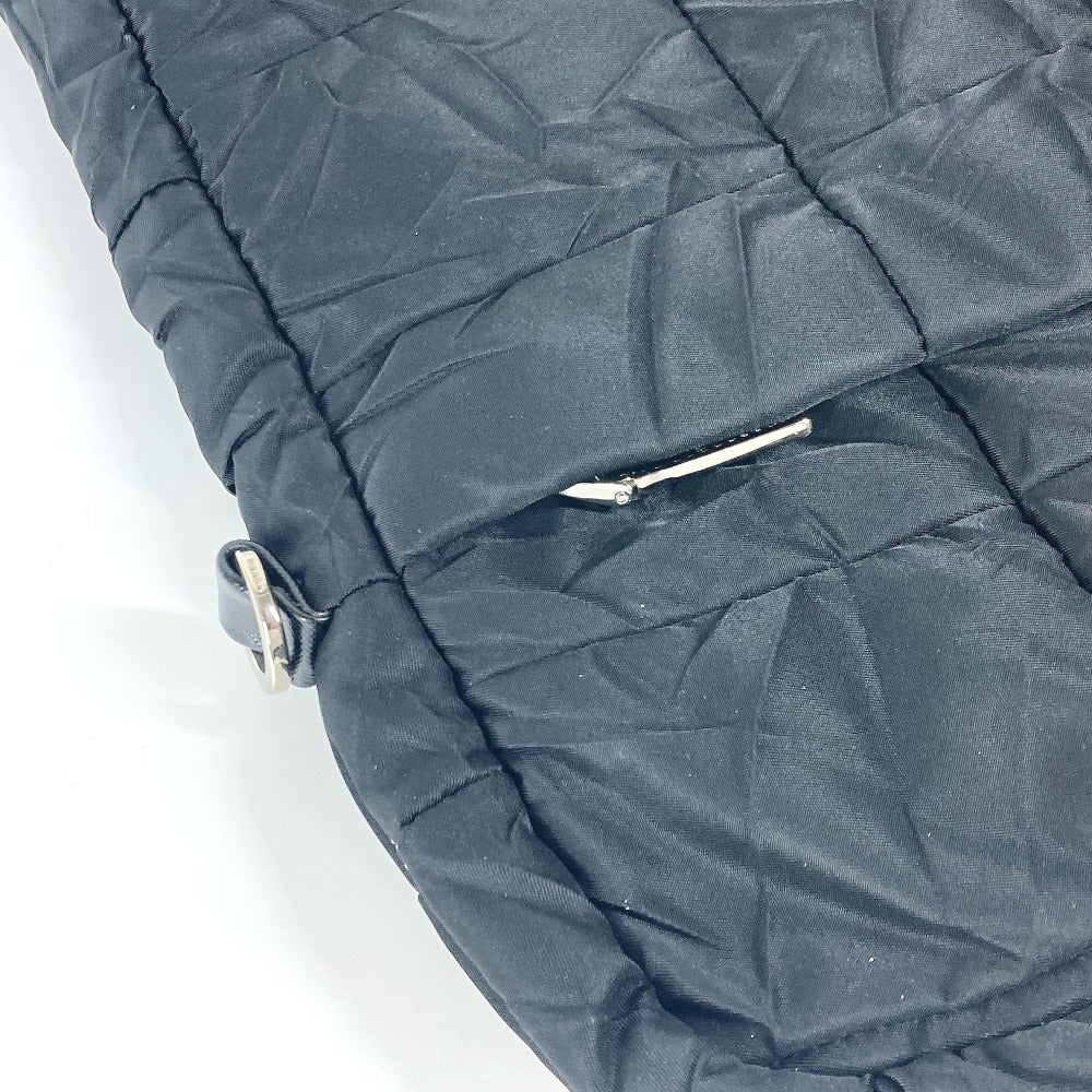 PRADA Handbag Nylon black quilting Triangle logo plate