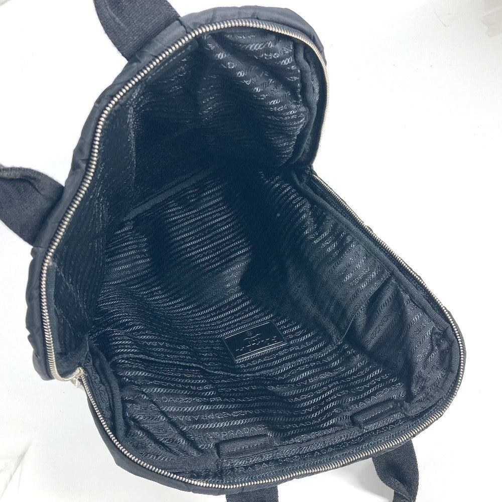 PRADA Handbag Nylon black quilting Triangle logo plate