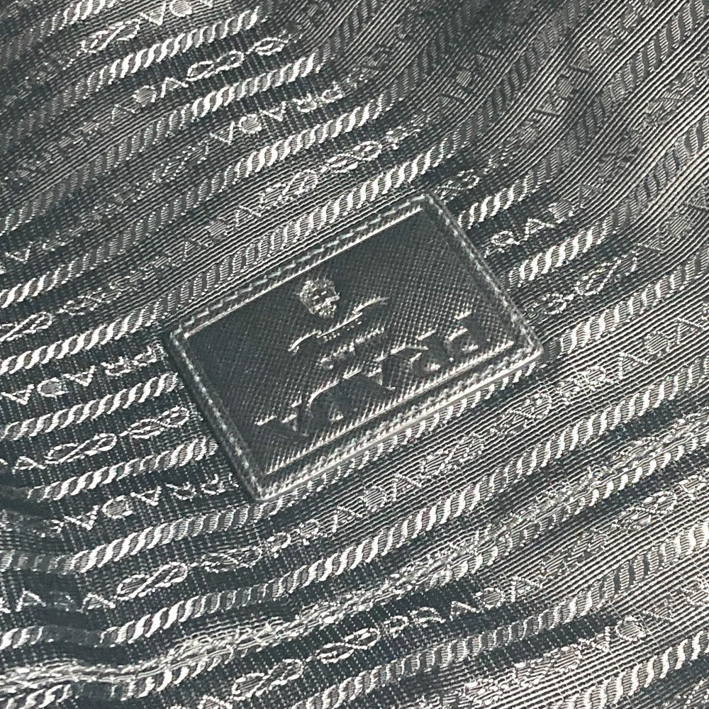 PRADA Handbag Nylon black quilting Triangle logo plate