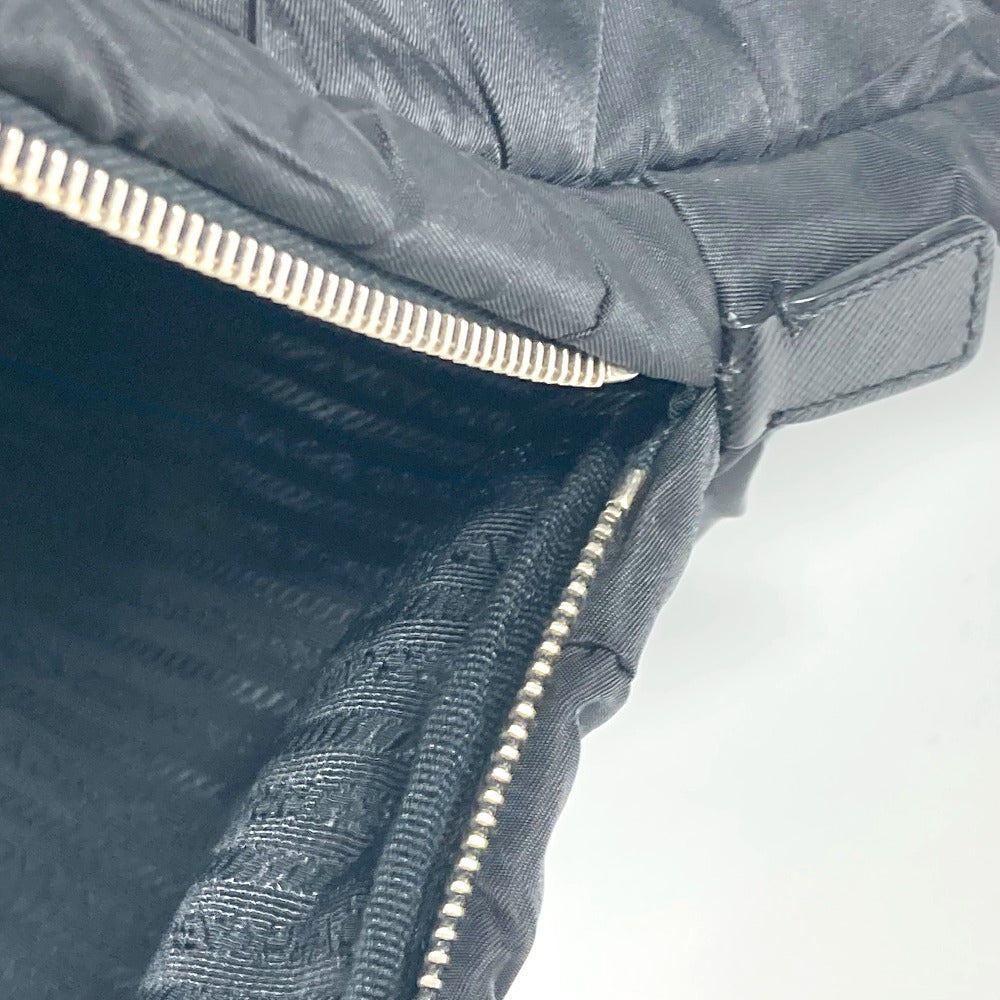 PRADA Handbag Nylon black quilting Triangle logo plate
