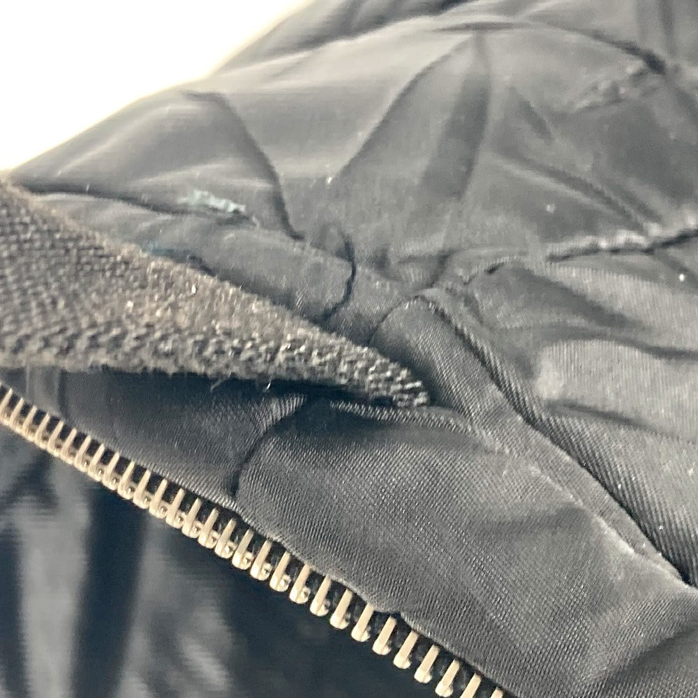 PRADA Handbag Nylon black quilting Triangle logo plate