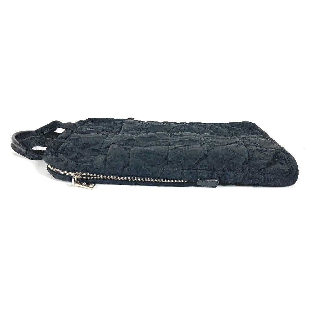 PRADA Handbag Nylon black quilting Triangle logo plate