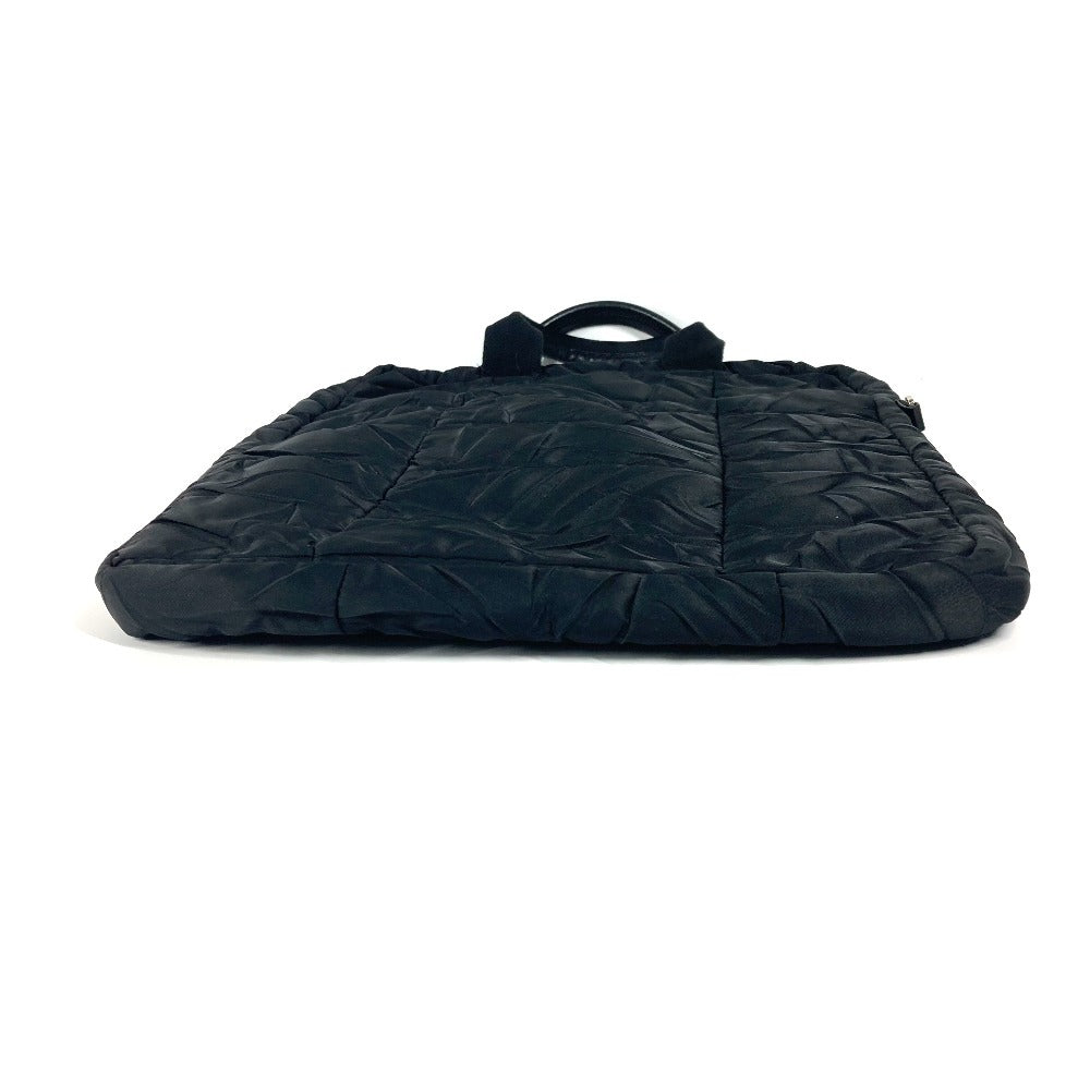 PRADA Handbag Nylon black quilting Triangle logo plate