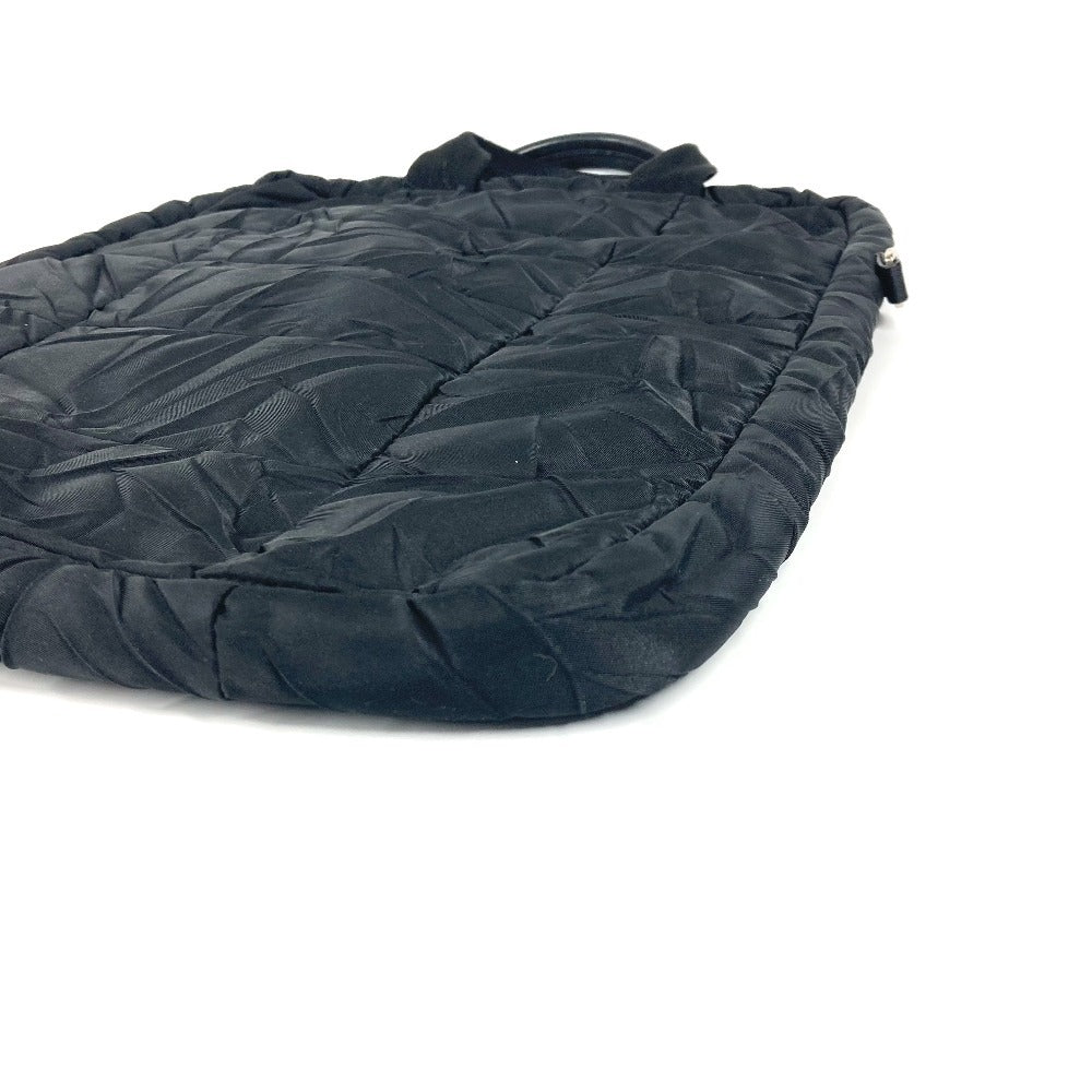 PRADA Handbag Nylon black quilting Triangle logo plate