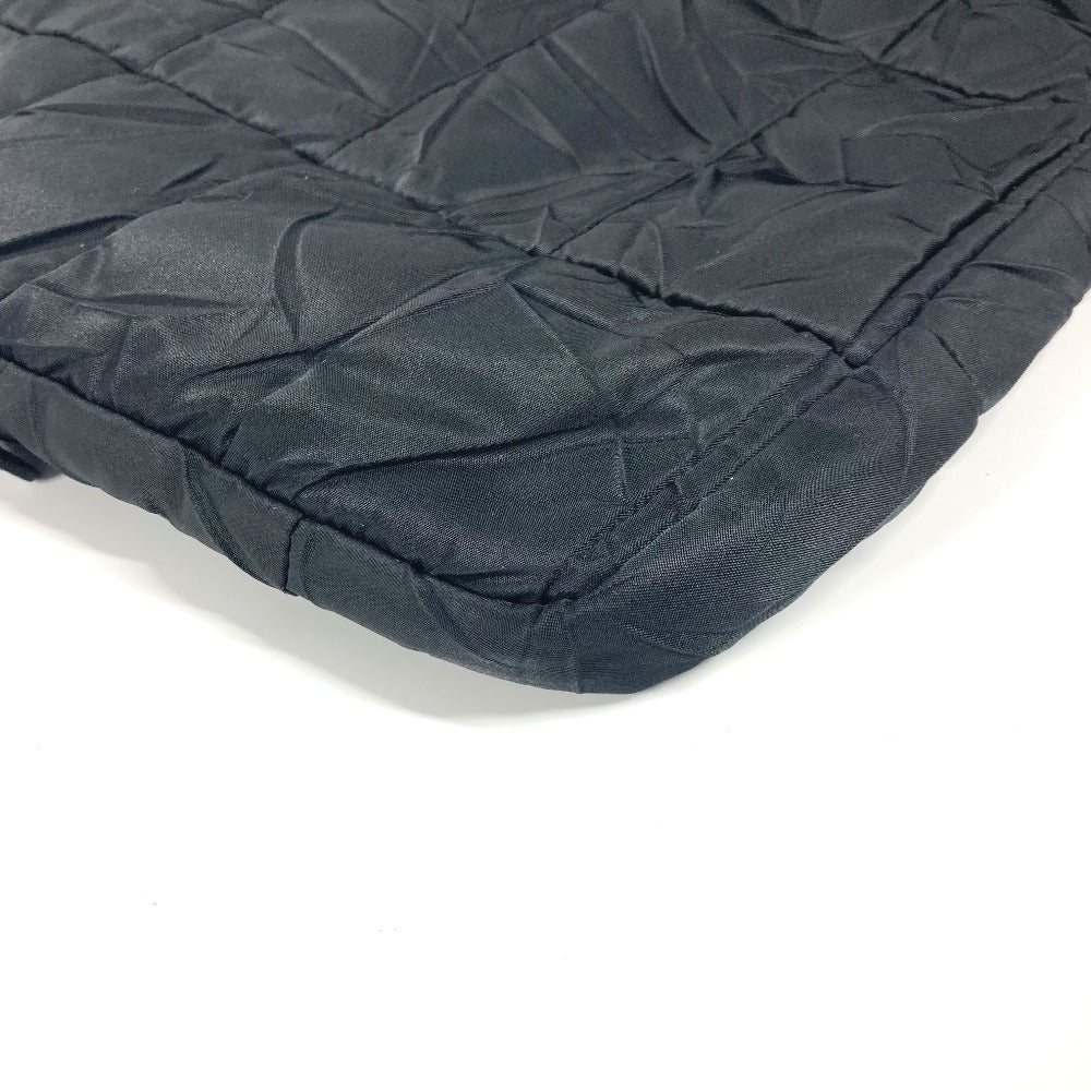 PRADA Handbag Nylon black quilting Triangle logo plate