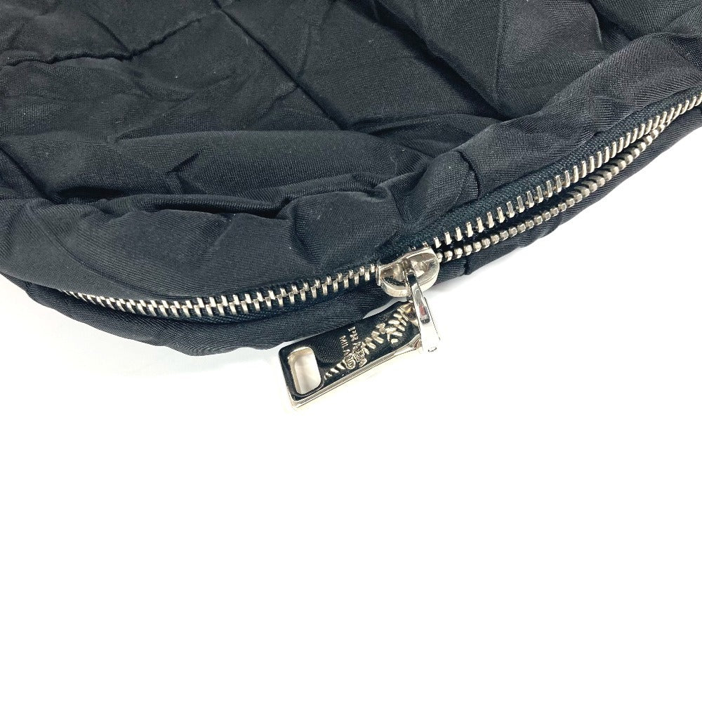 PRADA Handbag Nylon black quilting Triangle logo plate
