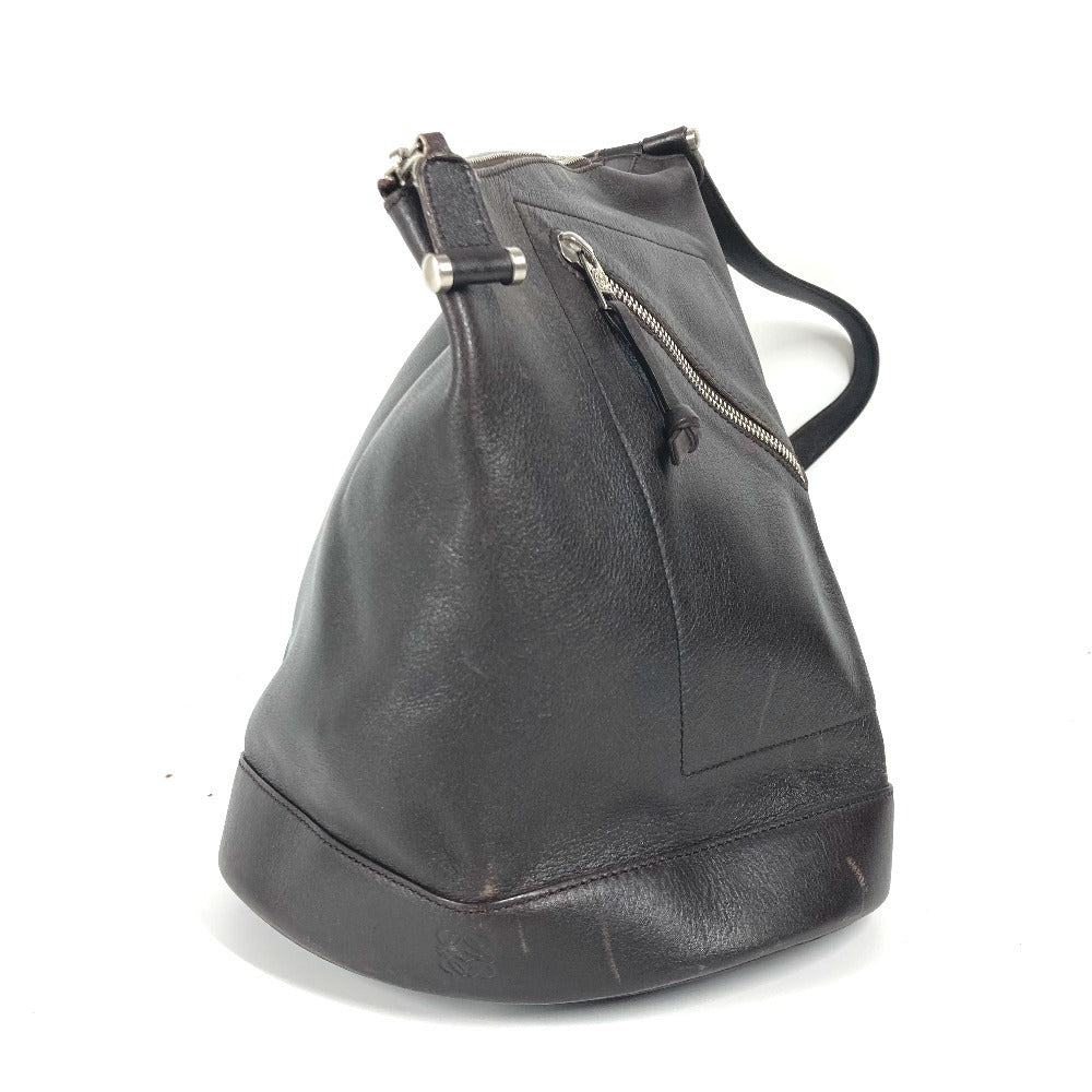 LOEWE Backpack leather Brown Anagram logo Anton unisex(Unisex) Used Authentic