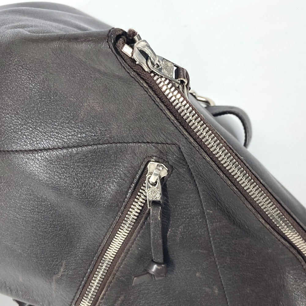 LOEWE Backpack leather Brown Anagram logo Anton unisex(Unisex) Used Authentic