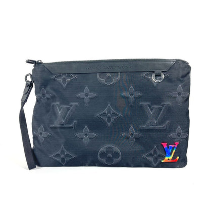 LOUIS VUITTON Clutch bag M80142 Nylon black Monogram Reversible A4 Pochette unisex(Unisex) Used Authentic