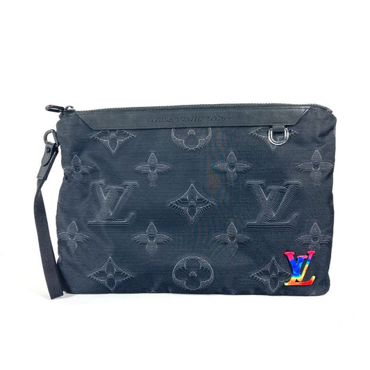 LOUIS VUITTON Clutch bag M80142 Nylon black Monogram Reversible A4 Pochette unisex(Unisex) Used Authentic