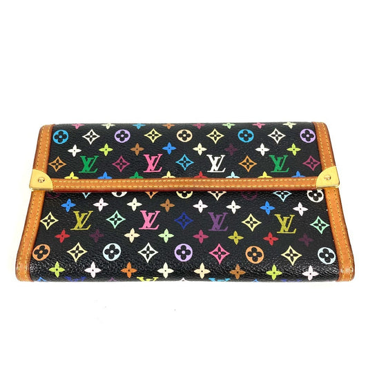 LOUIS VUITTON Long Wallet Purse M92658 Monogram multicolor canvas black Monogram multicolor Porte Tresor International unisex(Unisex) Used Authentic