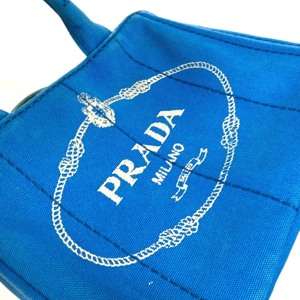 PRADA Handbag canvas blue logo Canapa mini Women Used Authentic