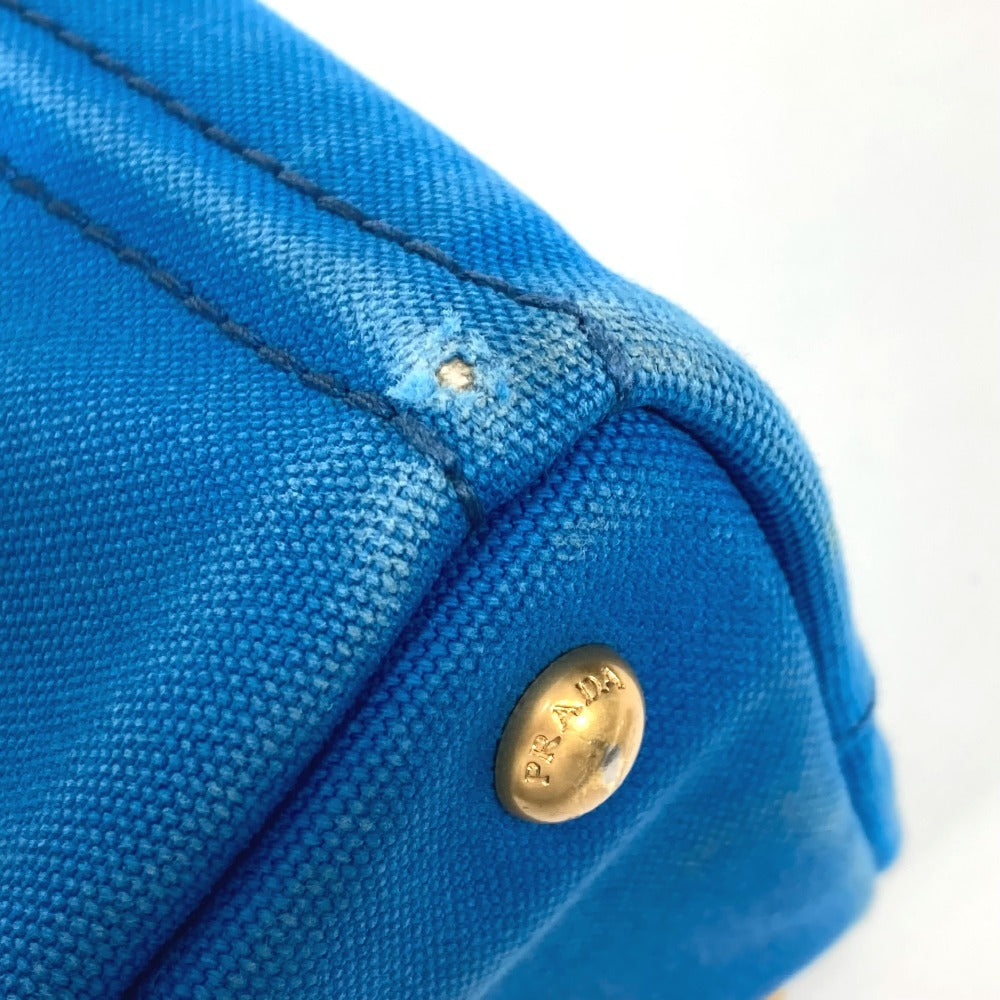 PRADA Handbag canvas blue logo Canapa mini Women Used Authentic