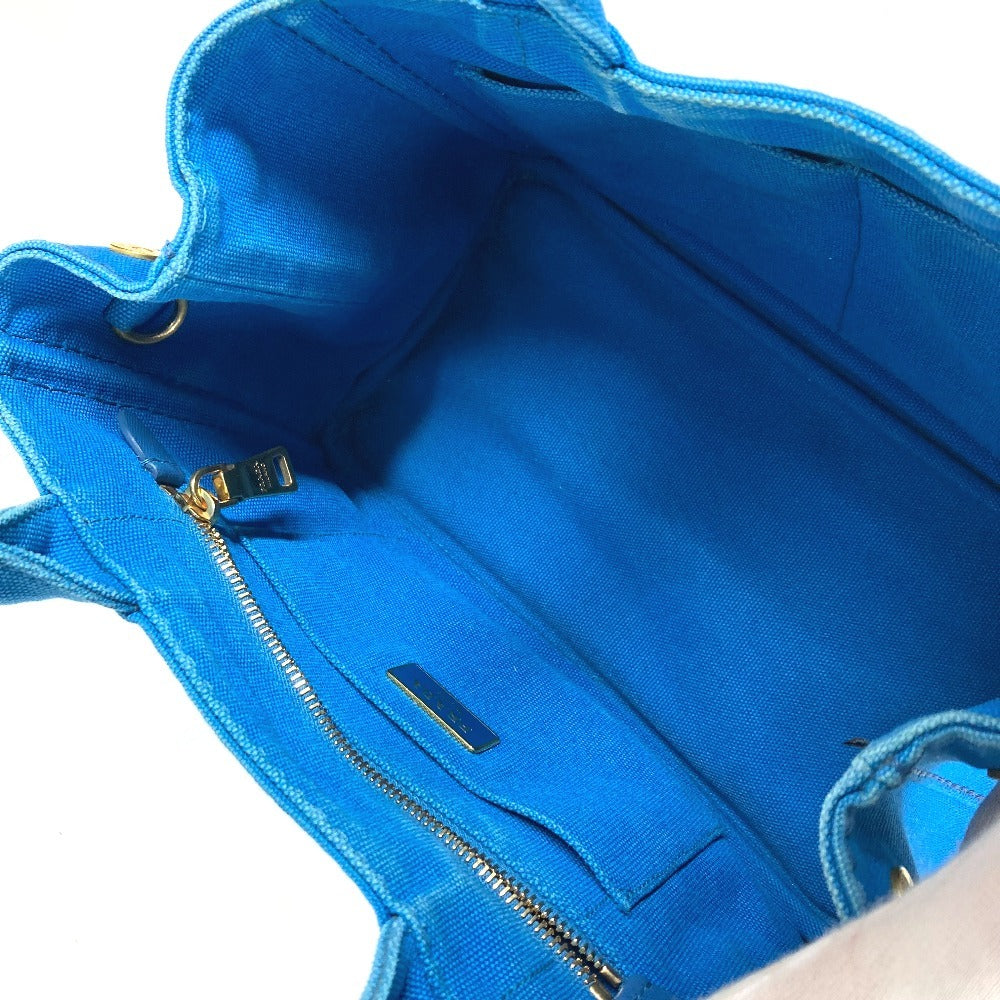 PRADA Handbag canvas blue logo Canapa mini Women Used Authentic