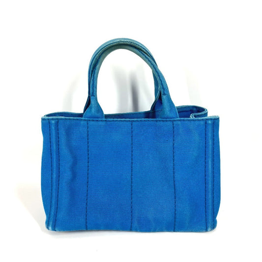 PRADA Handbag canvas blue logo Canapa mini Women Used Authentic