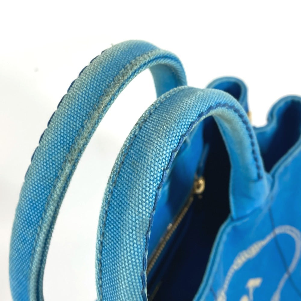 PRADA Handbag canvas blue logo Canapa mini Women Used Authentic