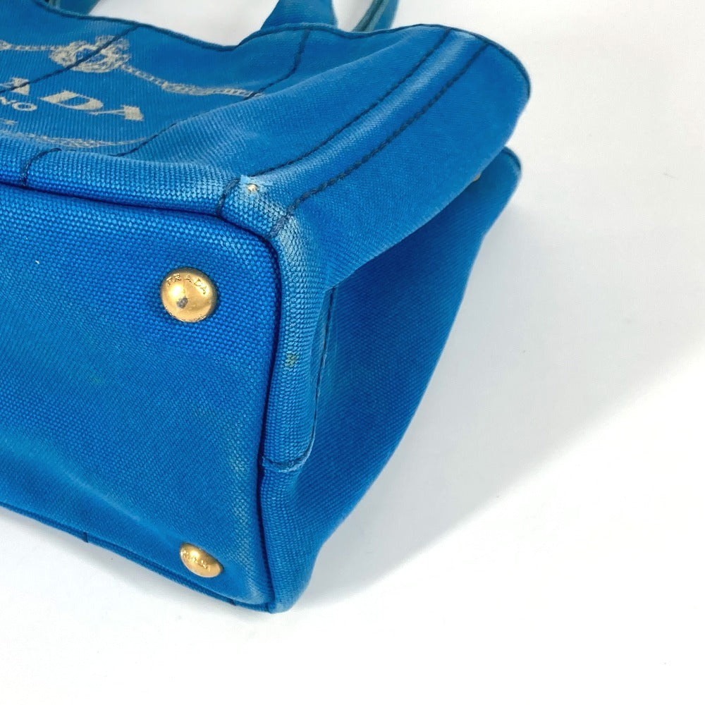 PRADA Handbag canvas blue logo Canapa mini Women Used Authentic