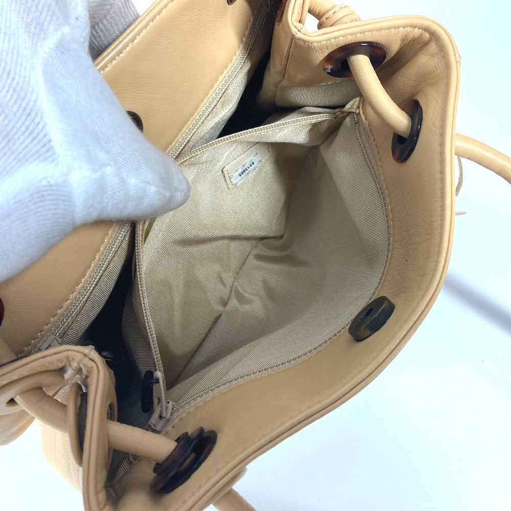 CHANEL Shoulder Bag leather beige vintage CC COCO Mark Fringe Tassel