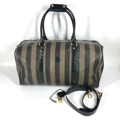 FENDI Boston Duffel bag PVC / Leather khaki 2WAY Bag Shoulder Bag Vintage Pecan