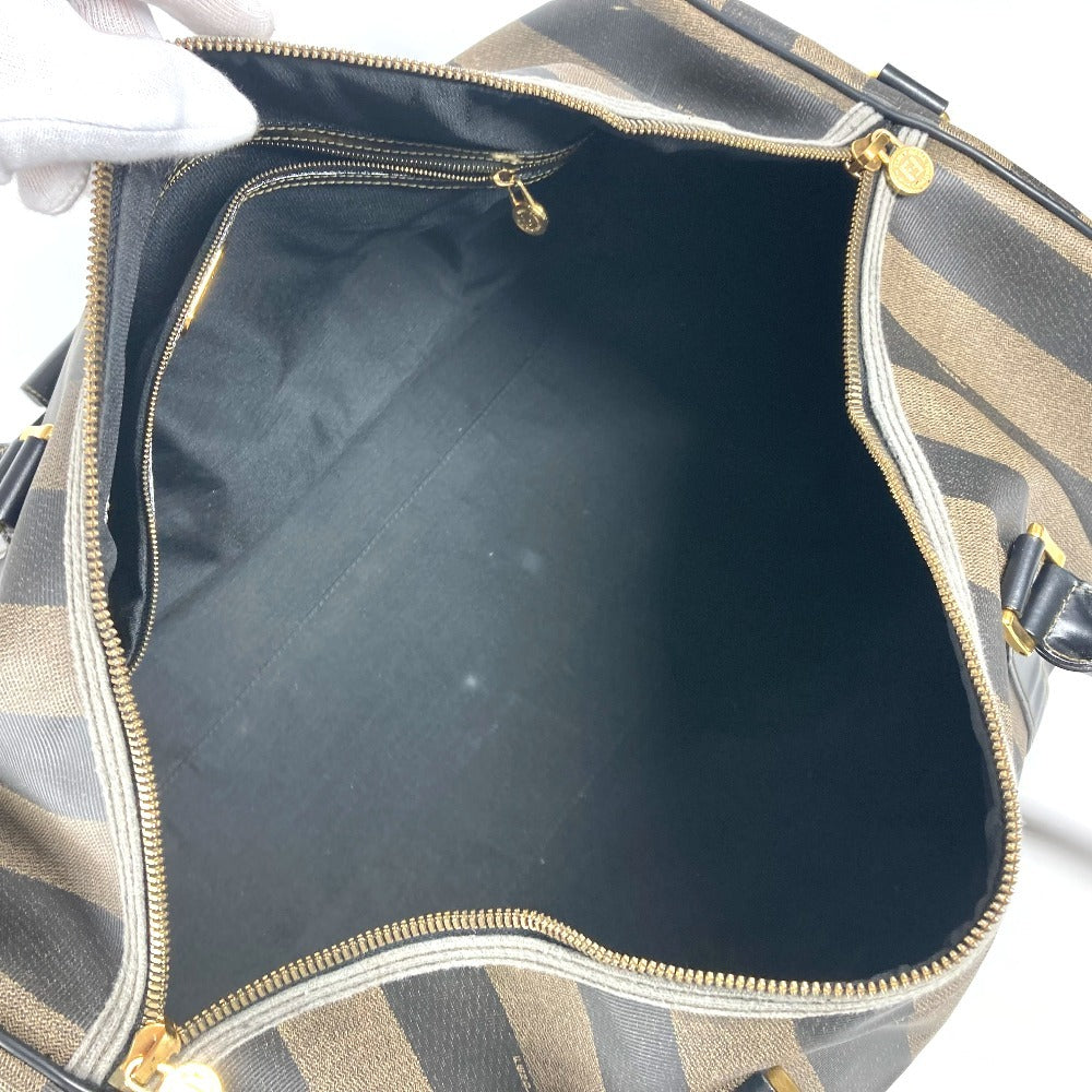 FENDI Boston Duffel bag PVC / Leather khaki 2WAY Bag Shoulder Bag Vintage Pecan