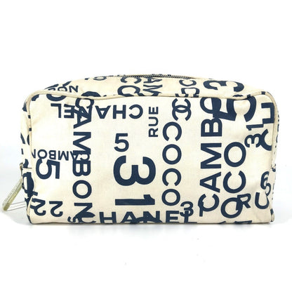 CHANEL Pouch canvas white Bysy line Pouch