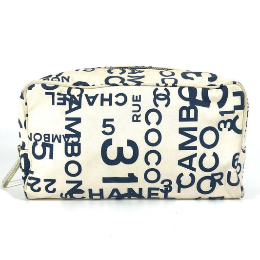 CHANEL Pouch canvas white Bysy line Pouch