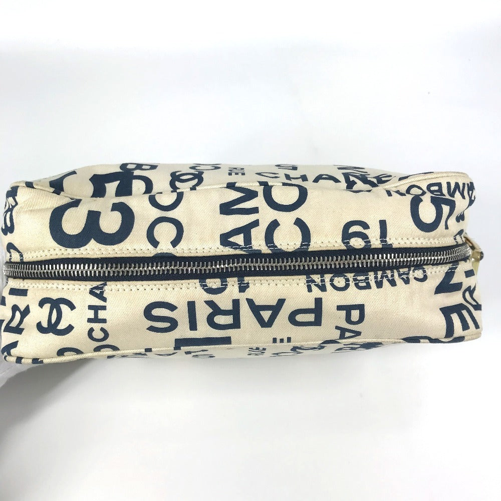 CHANEL Pouch canvas white Bysy line Pouch