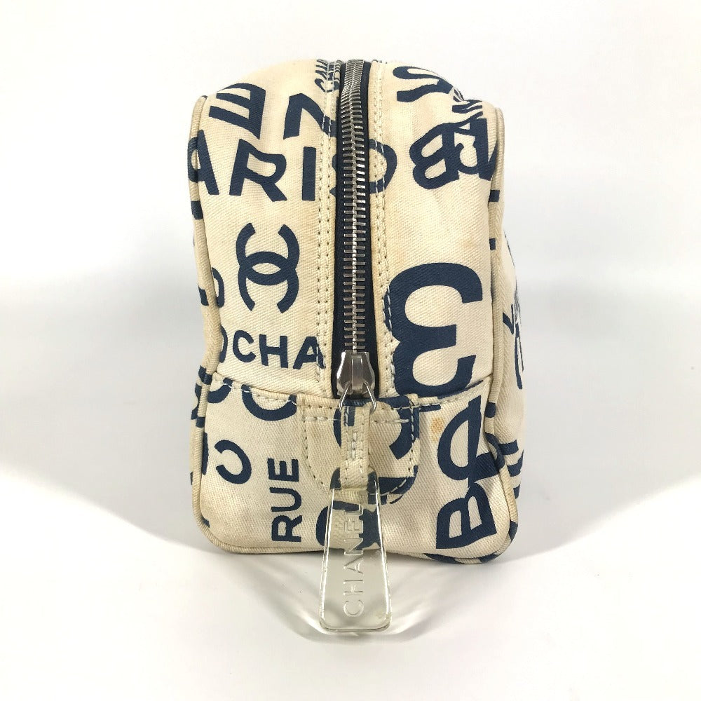 CHANEL Pouch canvas white Bysy line Pouch