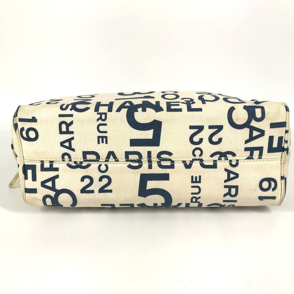 CHANEL Pouch canvas white Bysy line Pouch