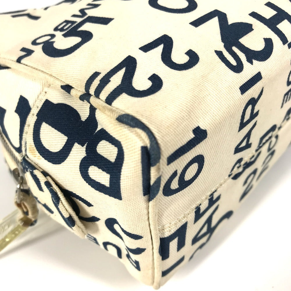 CHANEL Pouch canvas white Bysy line Pouch