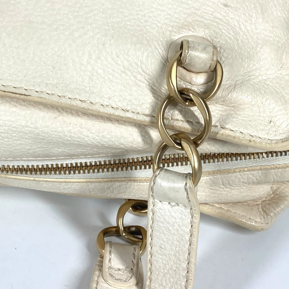 CHANEL Shoulder Bag leather white Shoulder CC COCO Mark logo