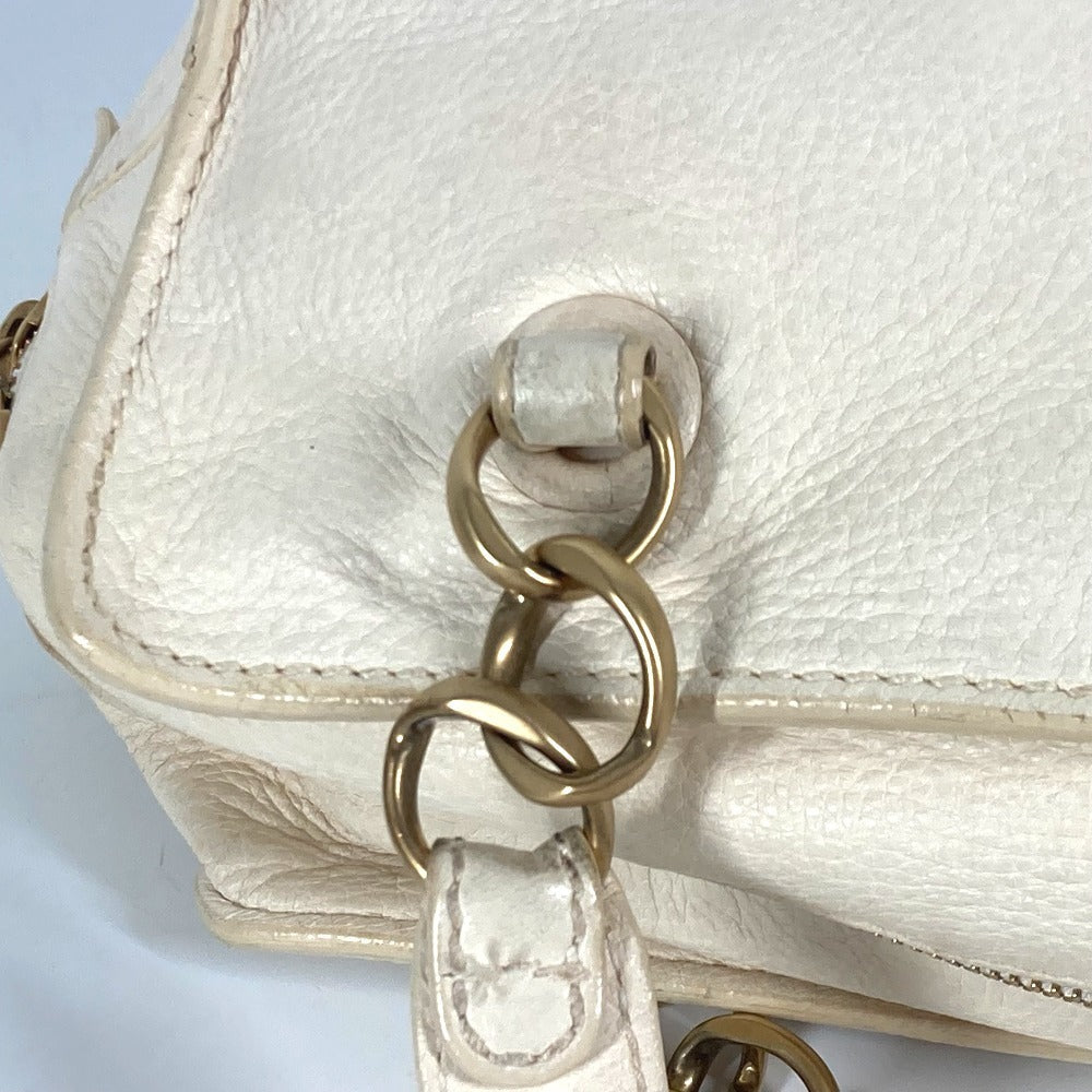 CHANEL Shoulder Bag leather white Shoulder CC COCO Mark logo