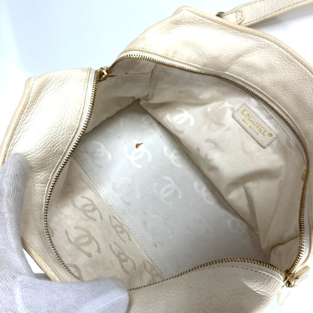 CHANEL Shoulder Bag leather white Shoulder CC COCO Mark logo