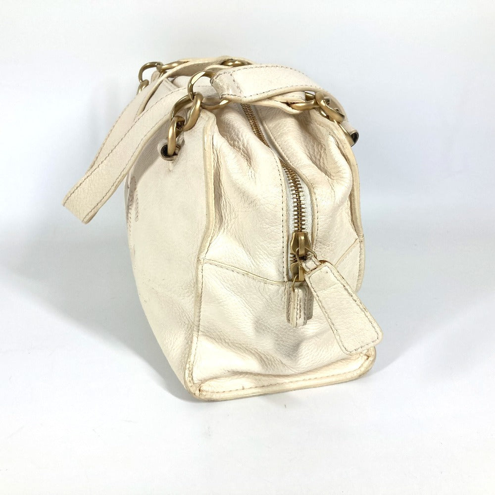 CHANEL Shoulder Bag leather white Shoulder CC COCO Mark logo