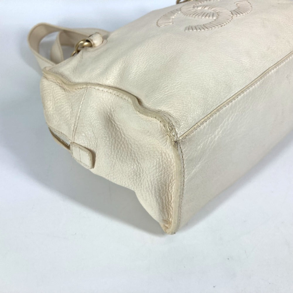 CHANEL Shoulder Bag leather white Shoulder CC COCO Mark logo