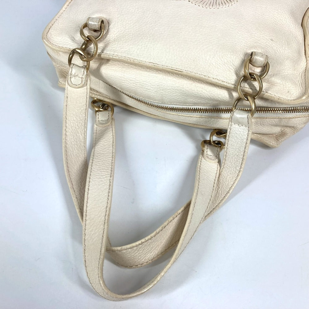 CHANEL Shoulder Bag leather white Shoulder CC COCO Mark logo