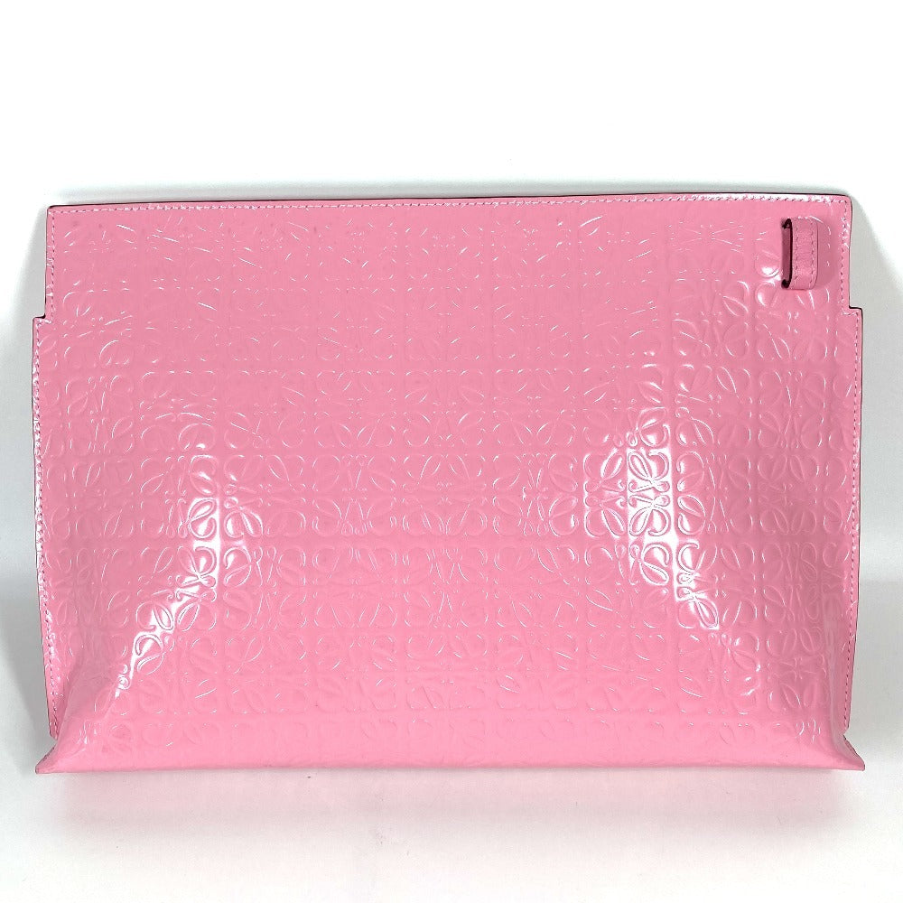 LOEWE Clutch bag leather pink T pouch anagram logo