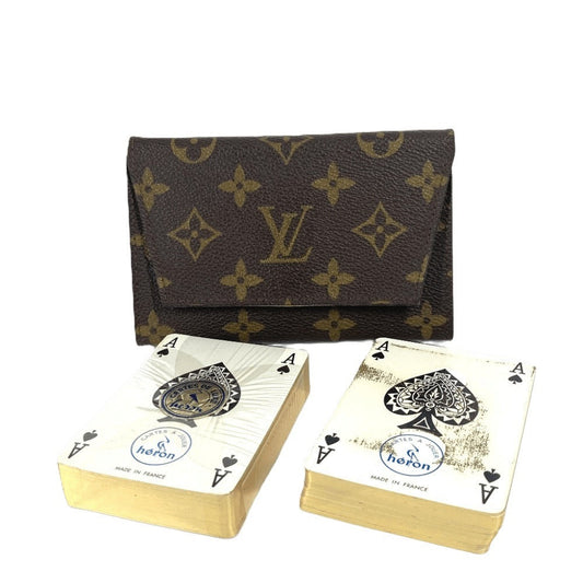 LOUIS VUITTON Pouch M58648 Monogram canvas Brown Monogram Playing card case unisex(Unisex) Used Authentic