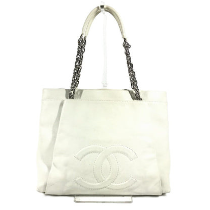 CHANEL Shoulder Bag Soft caviar skin white CC COCO Mark